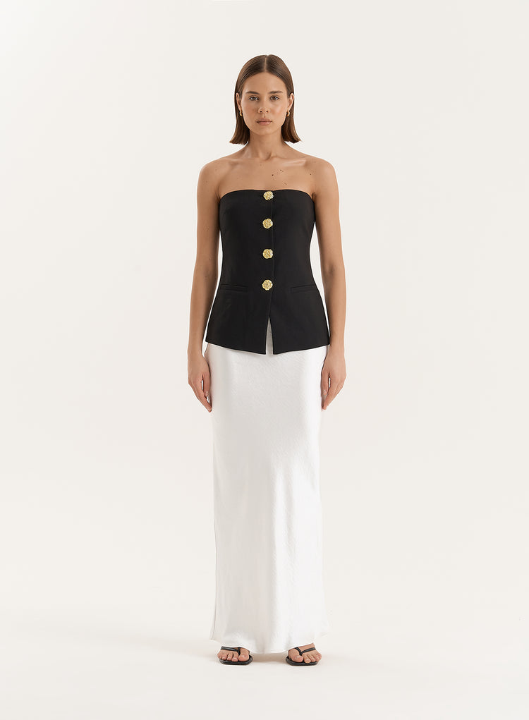 Black Tailored Gold Button Corset- Clare