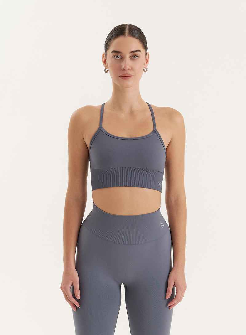 Grey Racer Back Seamless Sports Bra- Jenna