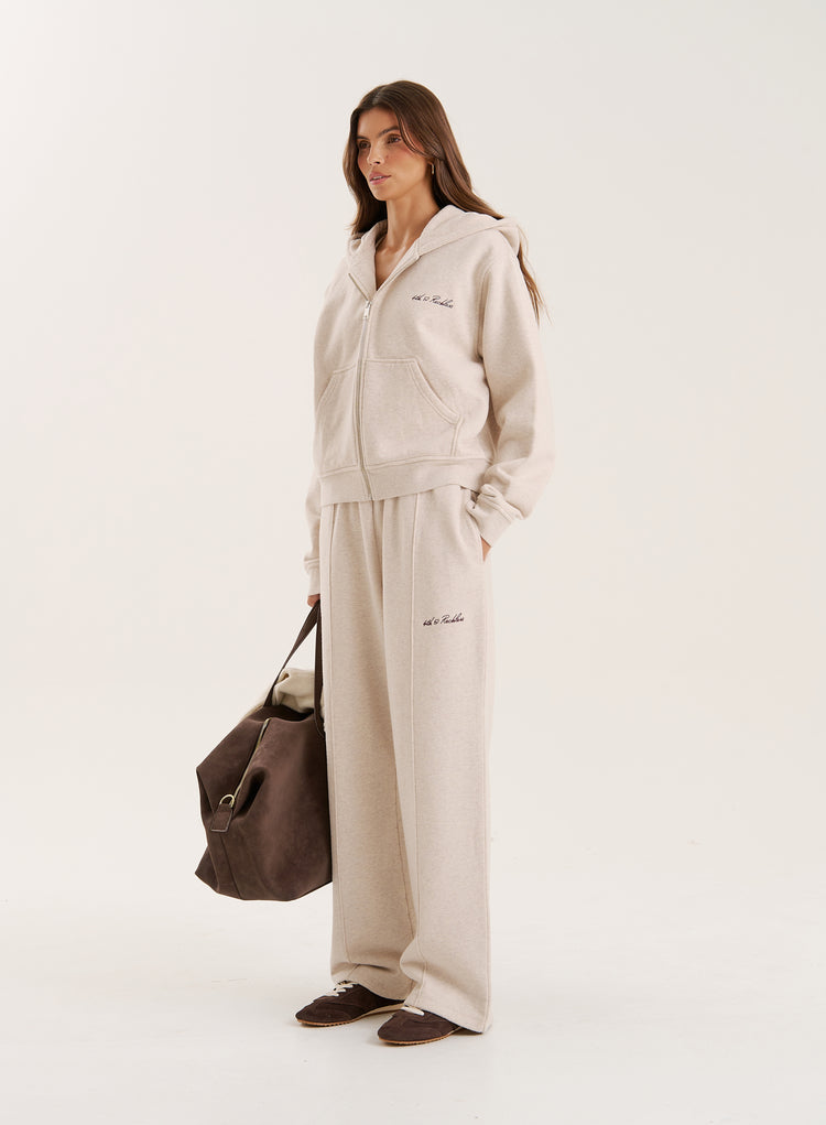 Oatmeal 4th Wide Leg Branded Joggers- Fergie