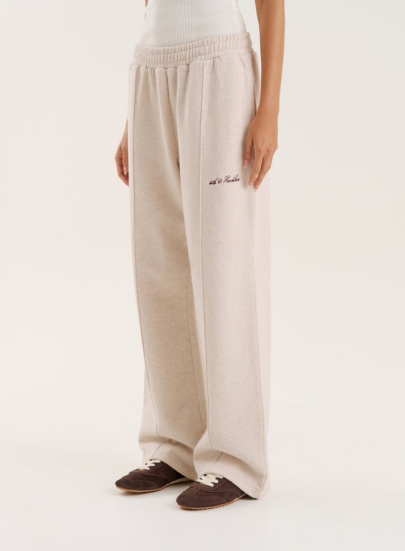 Oatmeal 4th Wide Leg Branded Joggers- Fergie