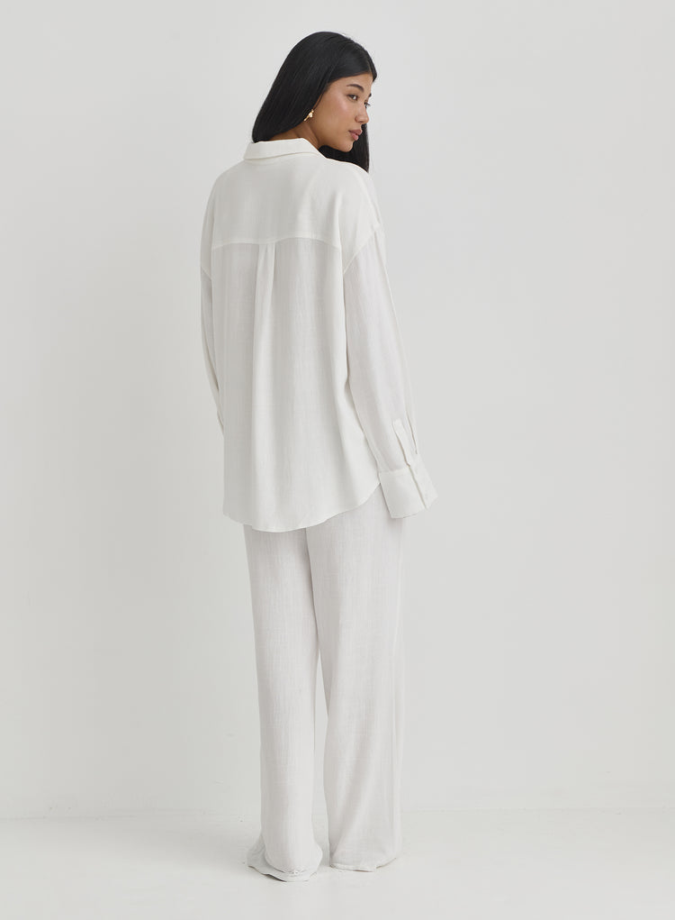 White Linen Loose Fit Trousers- Anna