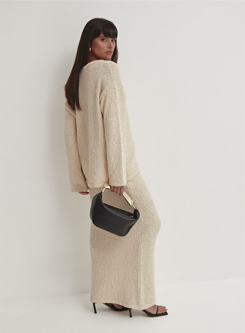 Cream Boucle Knit Skirt - Rocha