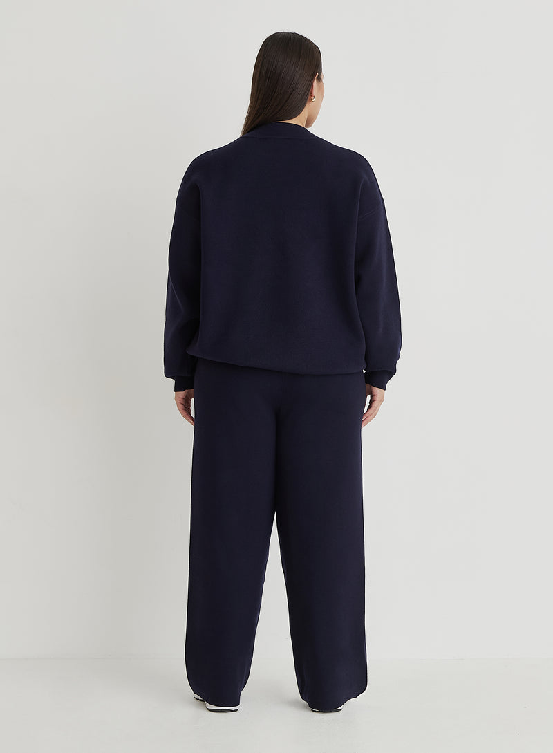 Navy Curve Knitted Fourth Jumper- Avery