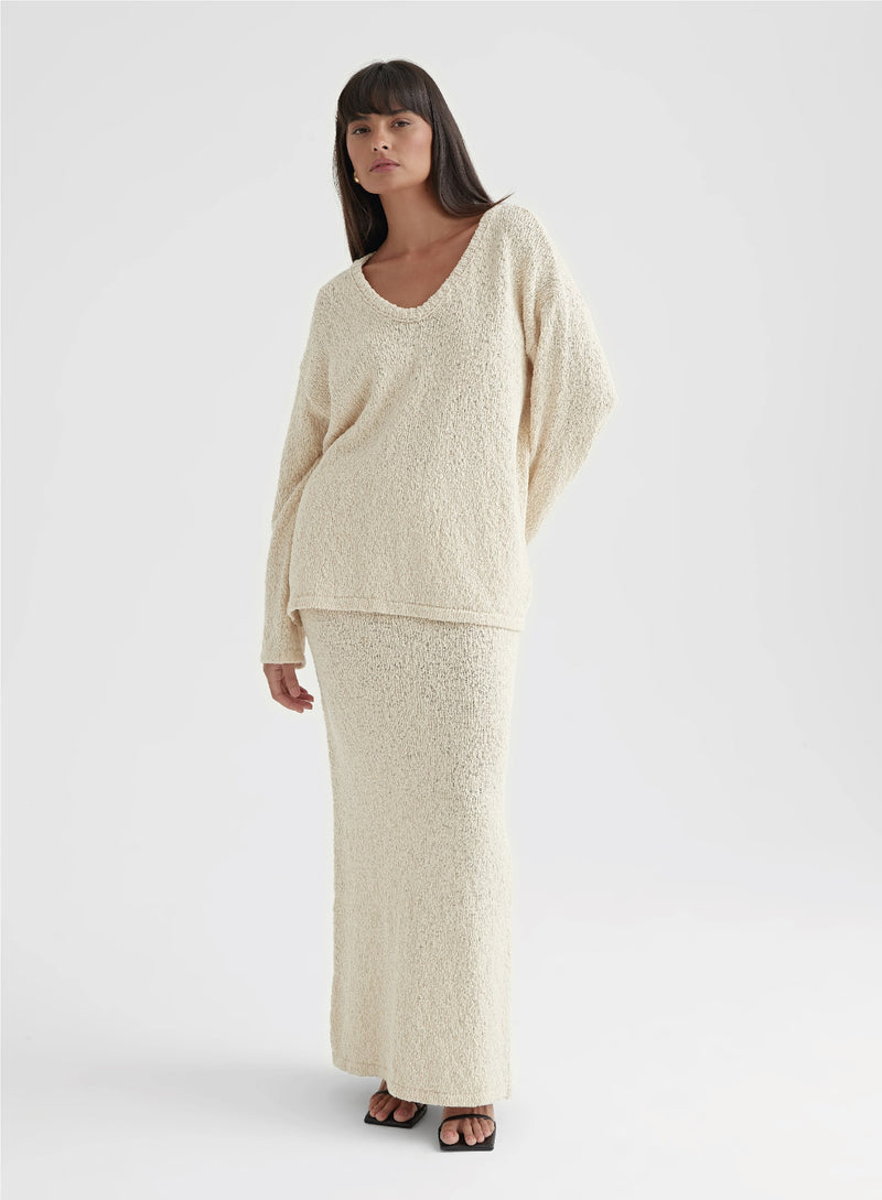 Cream Boucle Knit Skirt - Rocha