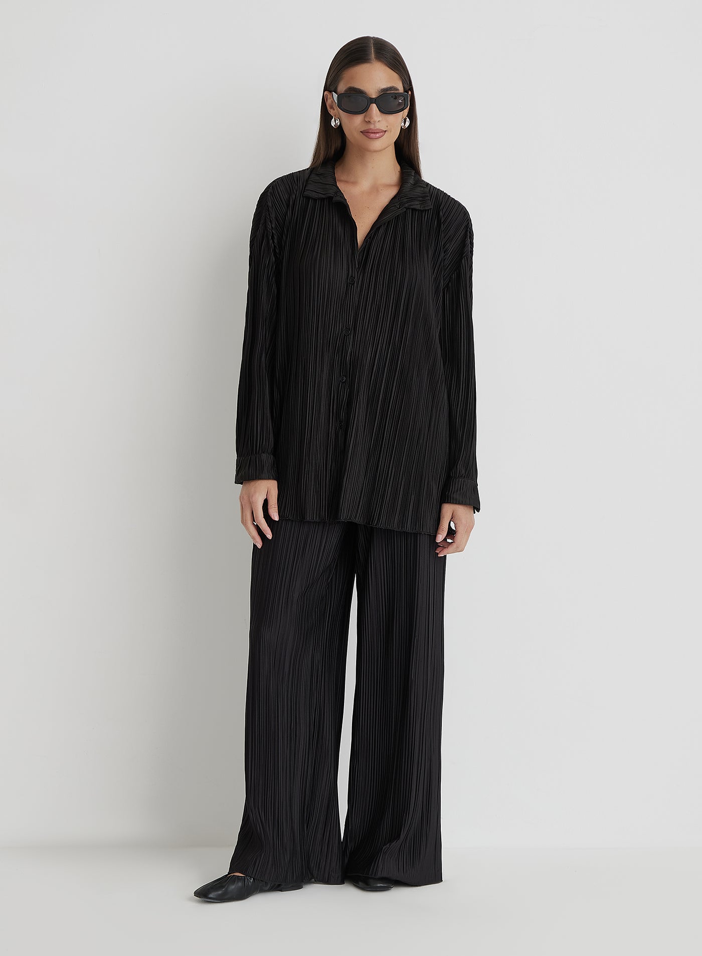 Women's Black Plisse Shirt | Palais | 4th & Reckless