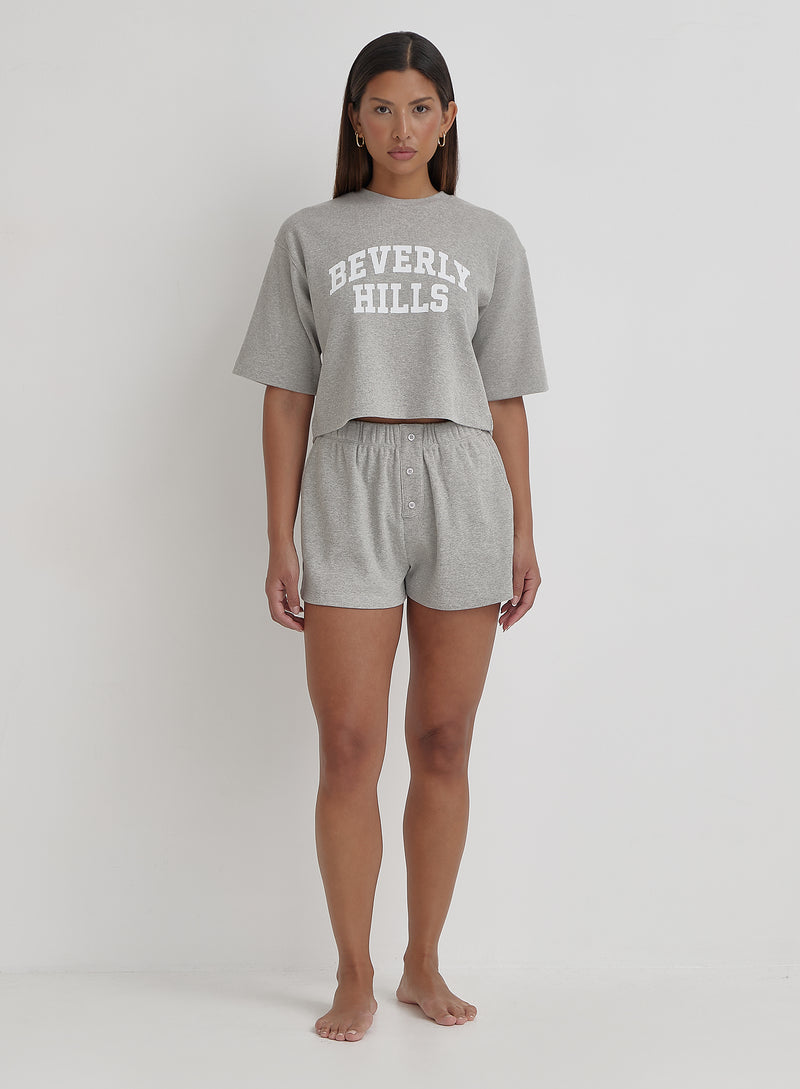 Grey Waffle Beverly Hills Slogan T-Shirt- Ara