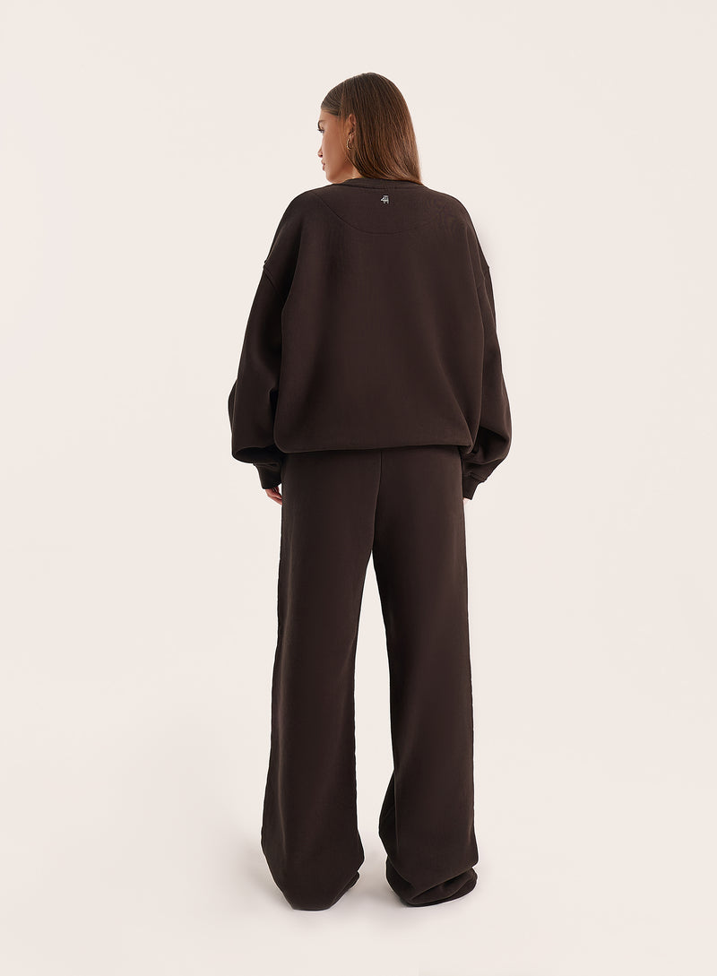 Chocolate 4th Wide Leg Branded Joggers