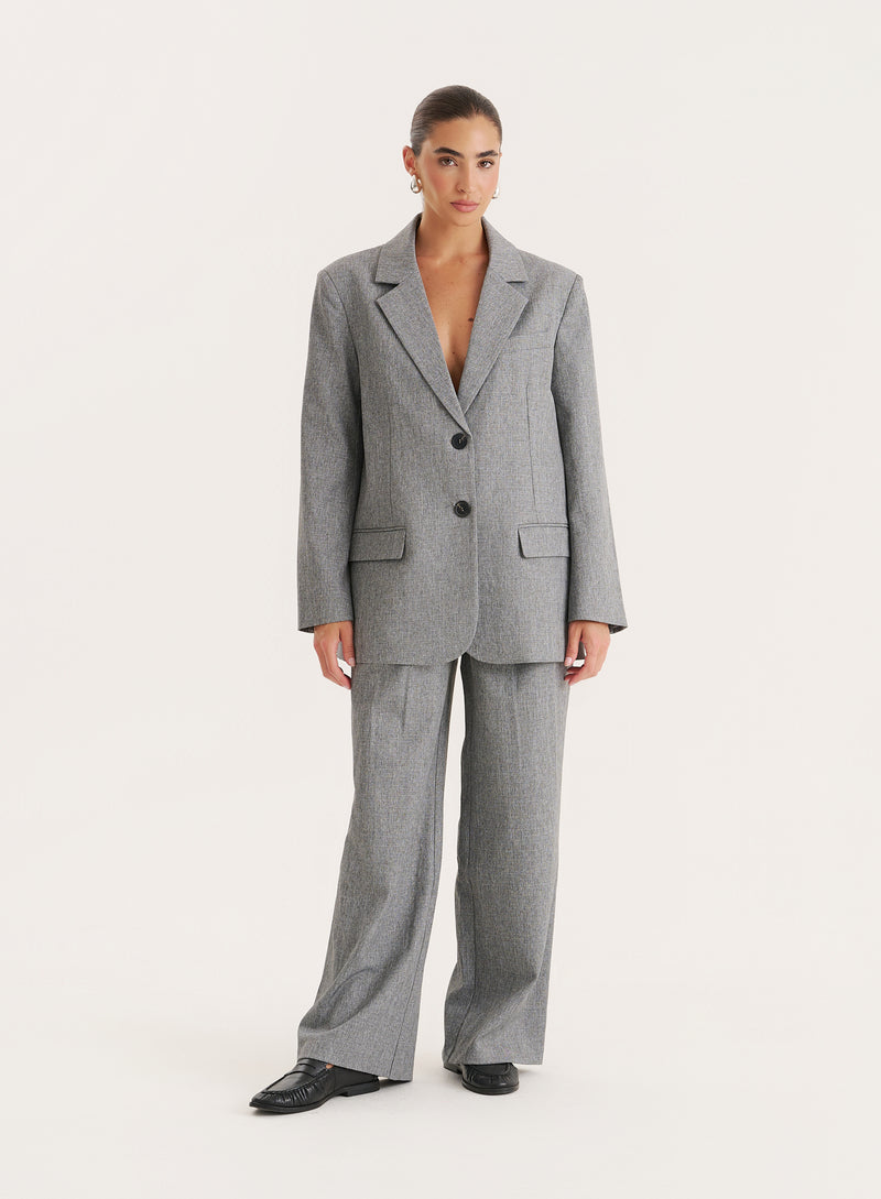 Grey Tailored Oversized Blazer-Mira