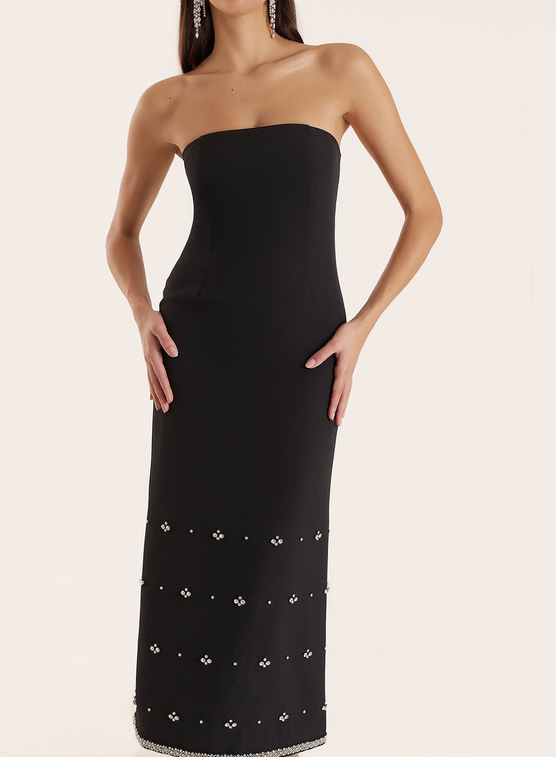 Black Embellished Bandeau Midaxi Dress- Harvey