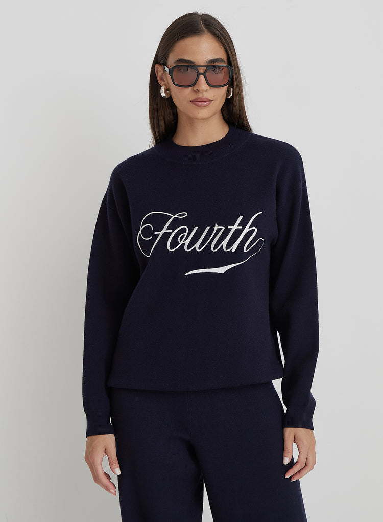 Navy Knitted Fourth Jumper- Avery