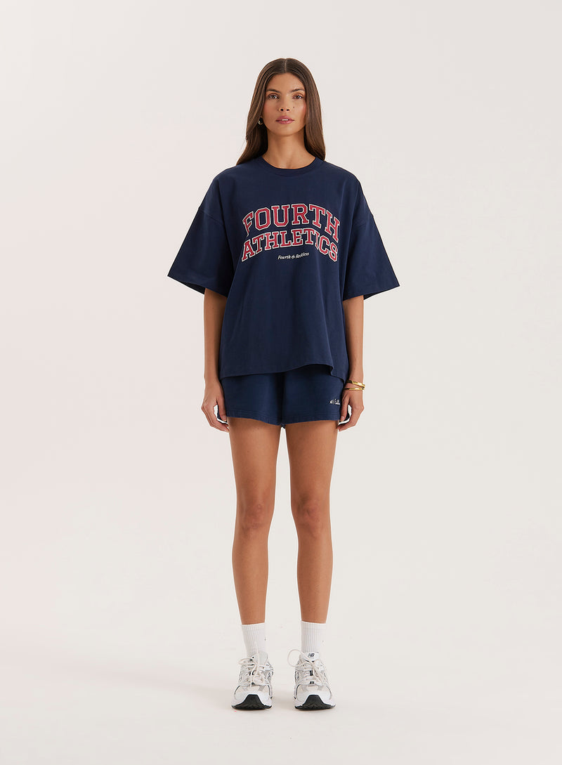 Navy Fourth Athletics Oversized T-Shirt- Siobhan
