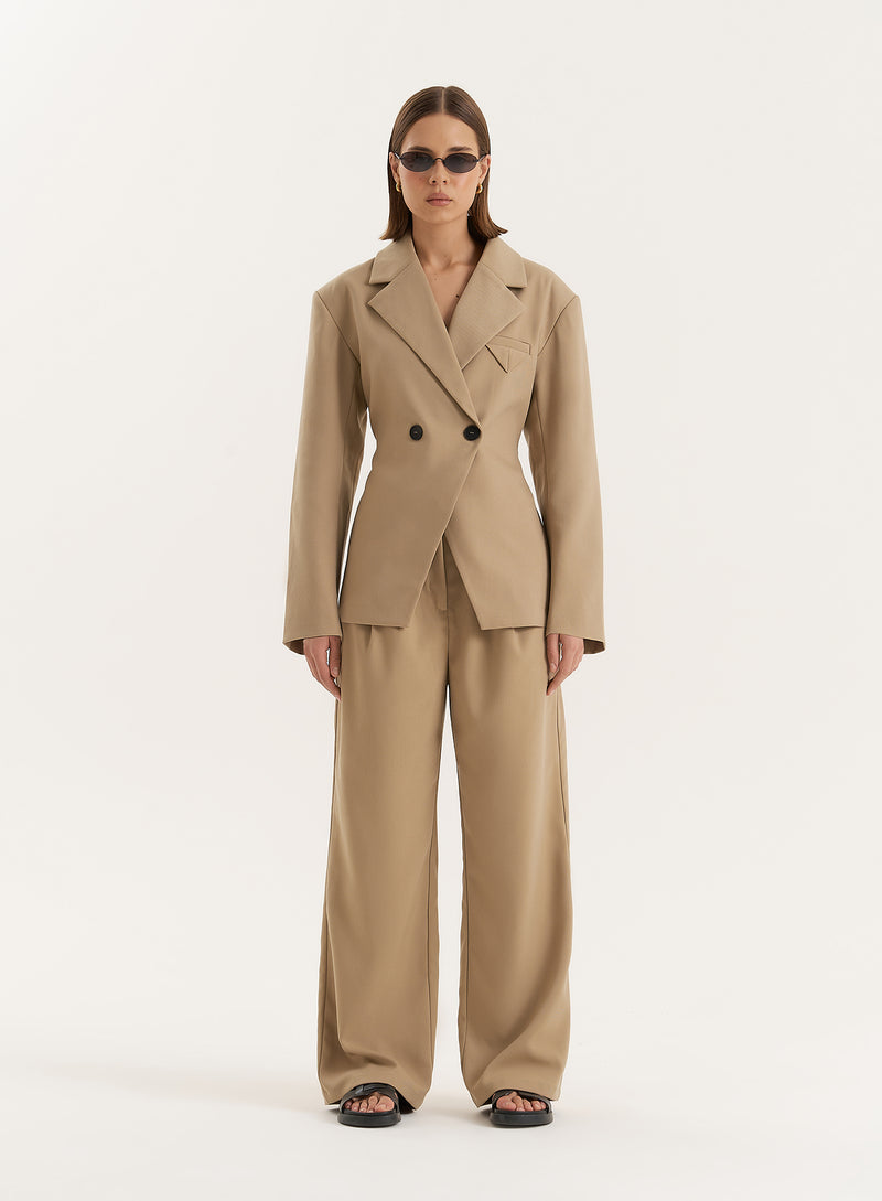 Camel Tailored Wide Leg Trouser- Reese