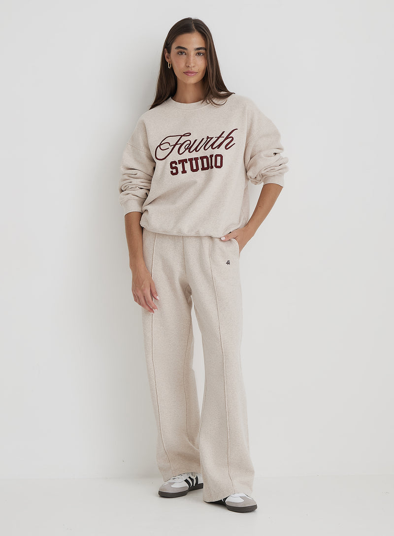 Oatmeal Fourth Studio Slogan Sweatshirt- Chester