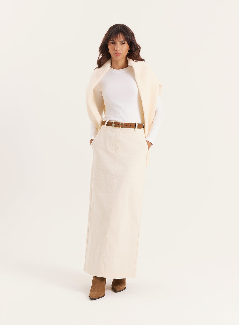 Cream Corduroy Skirt-Petra