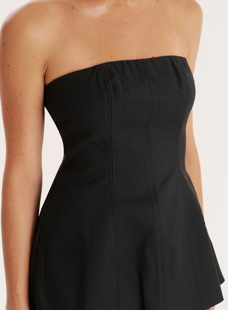 Black Tailored Bandeau Top- Barrow