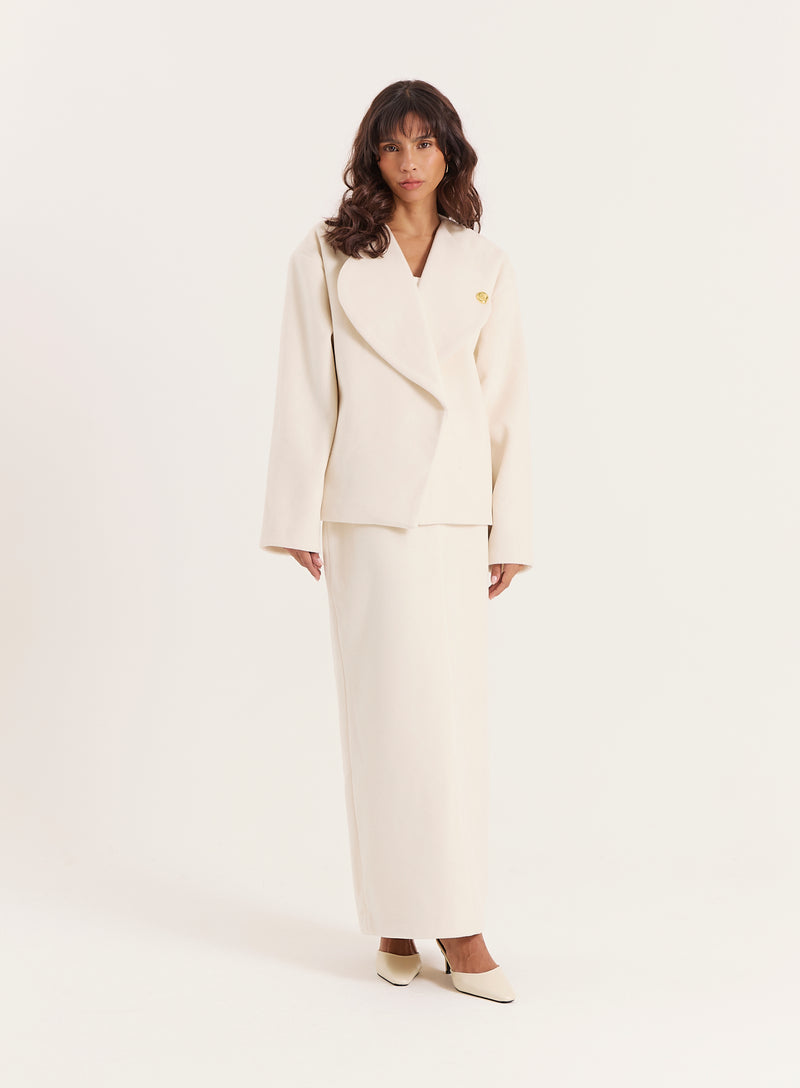 Cream Column Maxi Skirt- Shelly