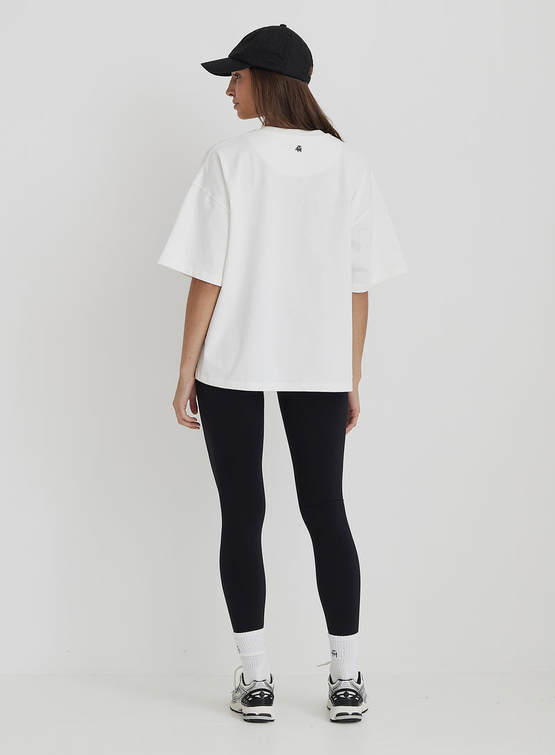 White 1990 Slogan Oversized T-Shirt- Oran