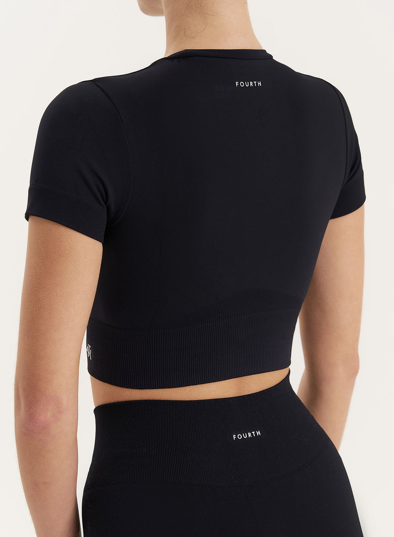 Black Seamless Gym Crop Top- Brogan