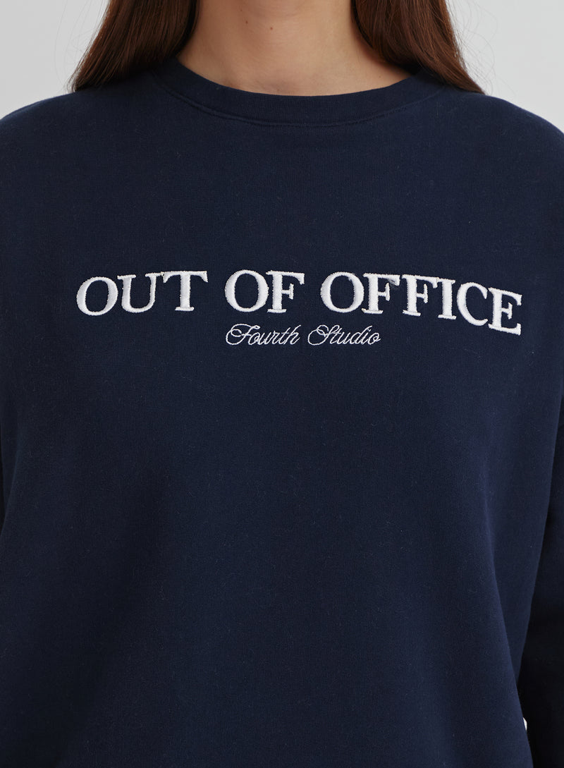 Navy Out Of Office Embroidered Oversized Sweatshirt - Peyton