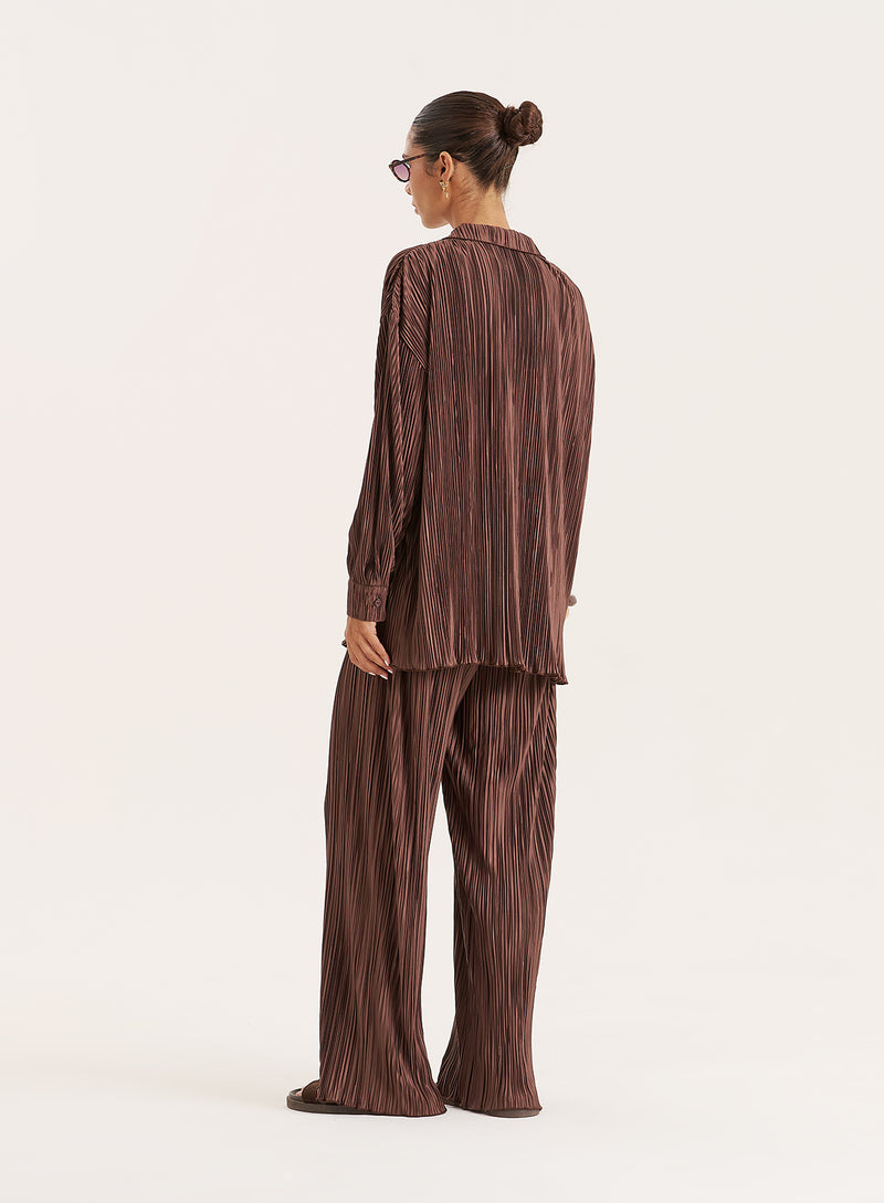 Chocolate Plisse Trouser- Palais