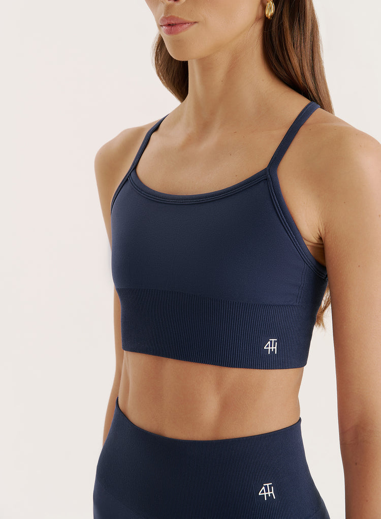 Navy Racer Back Seamless Sports Bra- Jenna