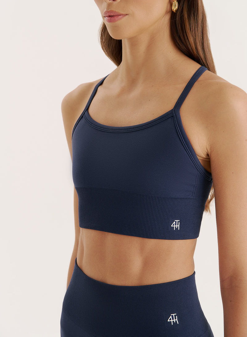 Navy Racer Back Seamless Sports Bra- Jenna