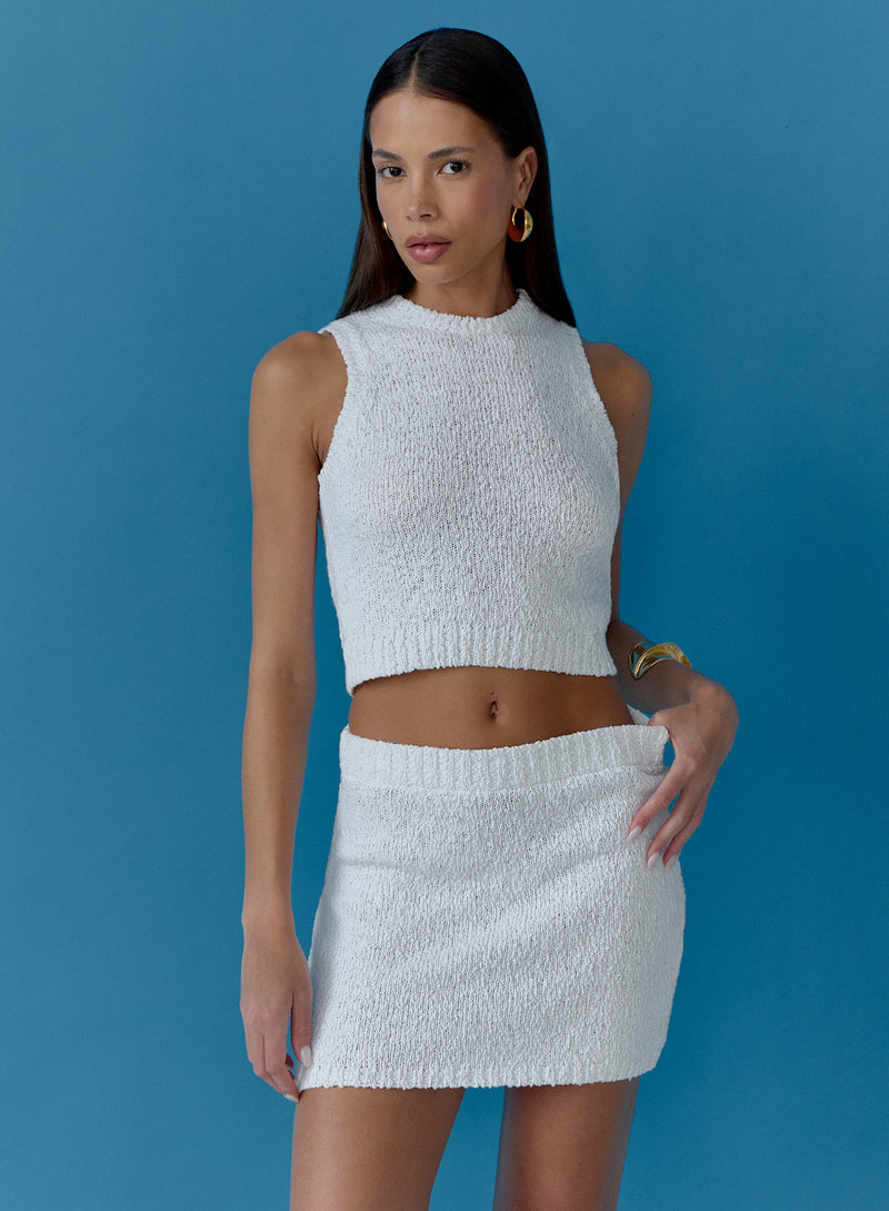 White Cotton Knit Tank Top - Eden