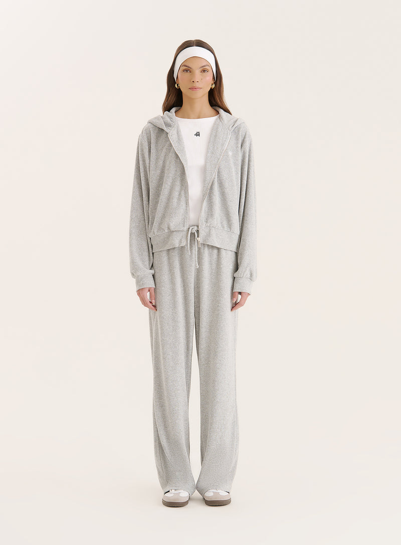 Grey Towelling Zip Hoodie- Livia