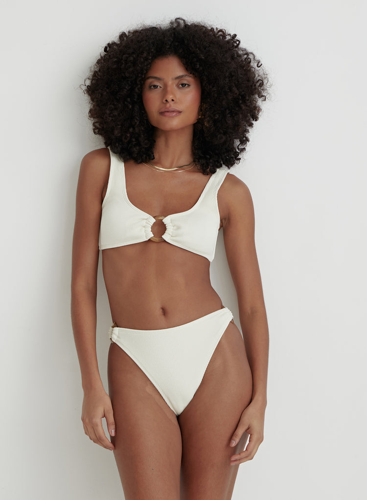 Cream Crinkle Tortoiseshell Bikini Top- Faie