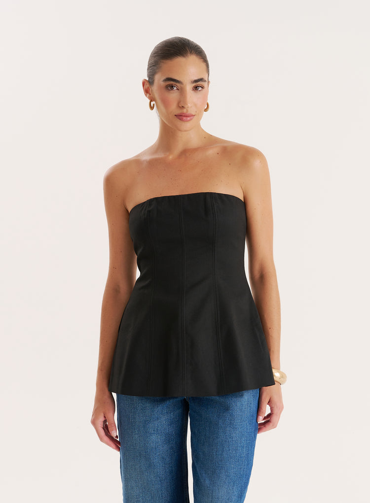 Black Tailored Bandeau Top- Barrow