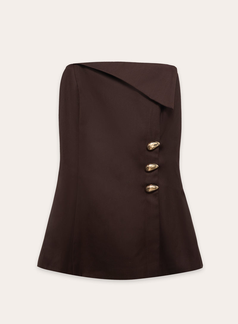 Chocolate Foldover Bandeau Top- Stanley