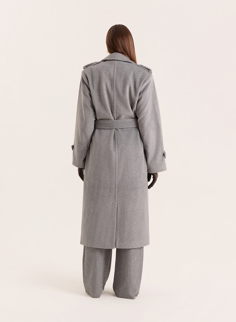 Grey Tailored Belted Trench Coat- Anderson