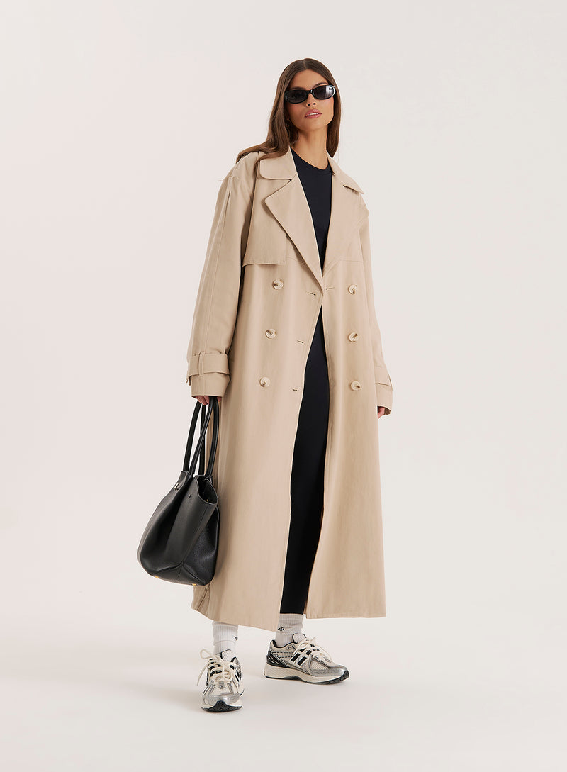 Beige Belted Trench Coat- Tabi