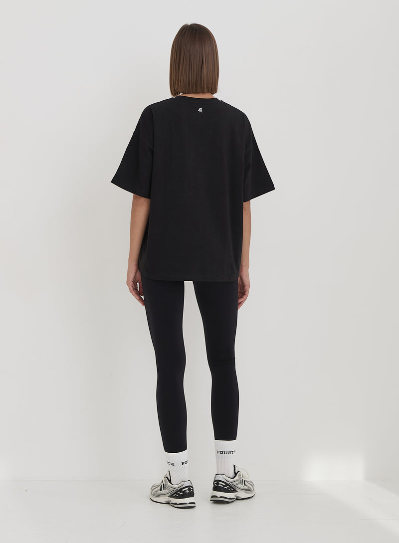 Black Embroidered Apres Ski Slogan T-Shirt- Asher