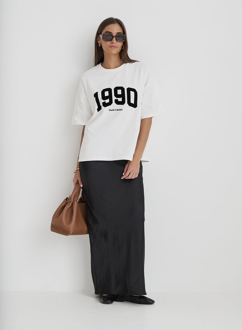 White 1990 Slogan Oversized T-Shirt- Oran