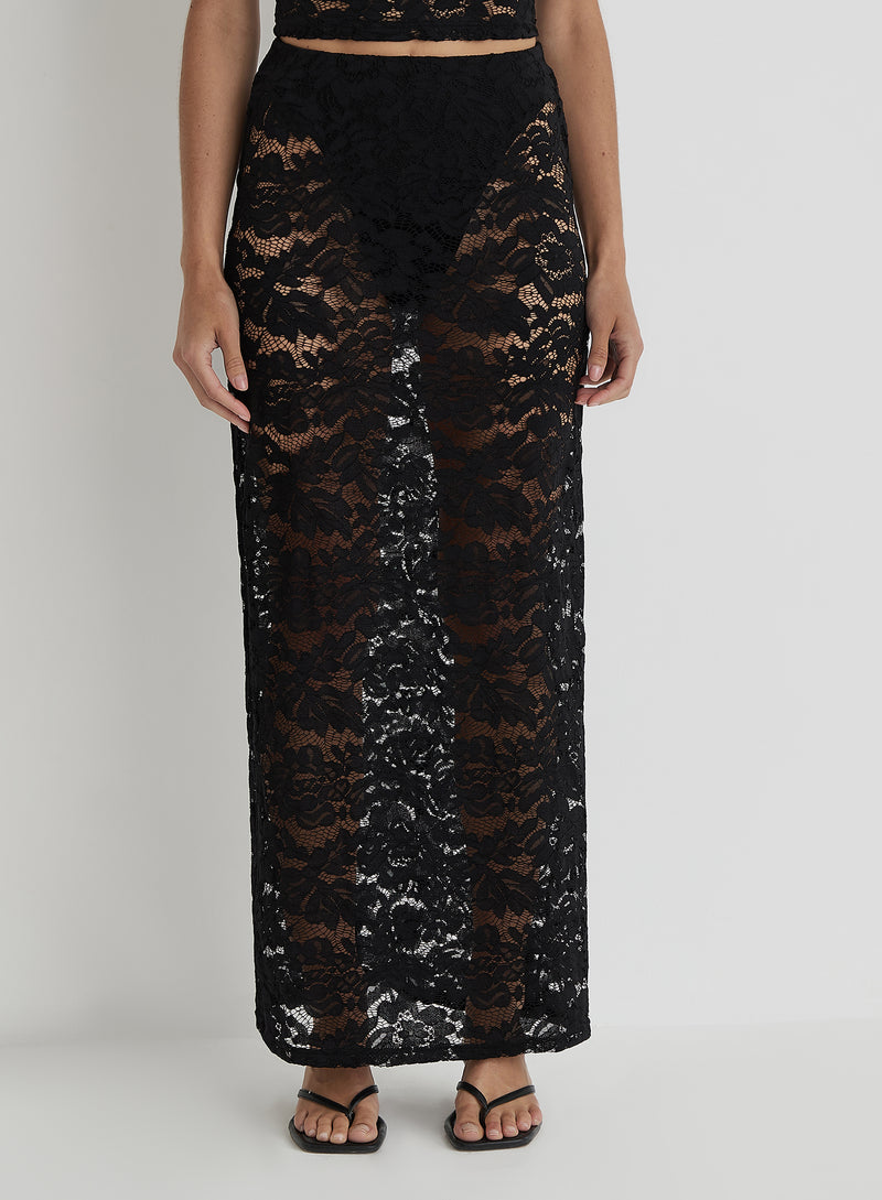 Black Lace Maxi Skirt- Olga