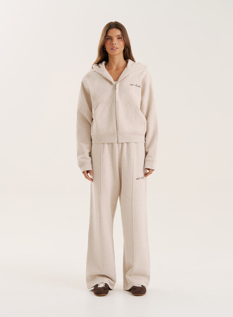 Oatmeal 4th Wide Leg Branded Joggers- Fergie