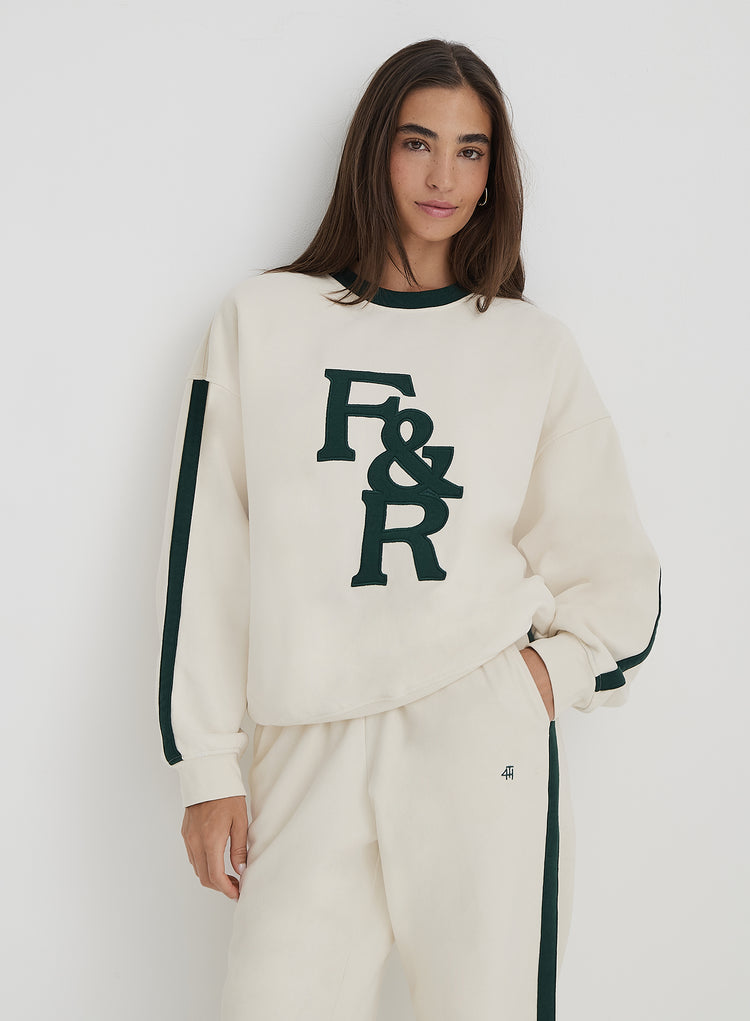 Cream F&R Branded Relaxed Sweatshirt- Sloane