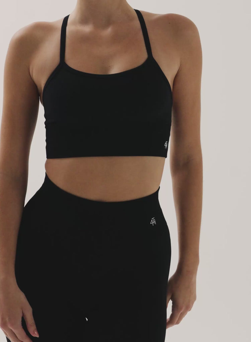 Black Halter Neck Seamless Sports Bra- Sammie