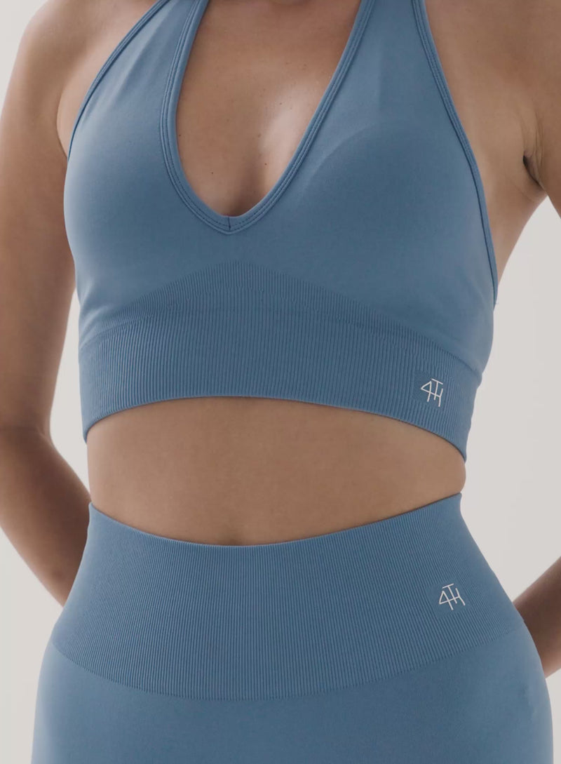 Blue Halter Neck Seamless Sports Bra- Sammie