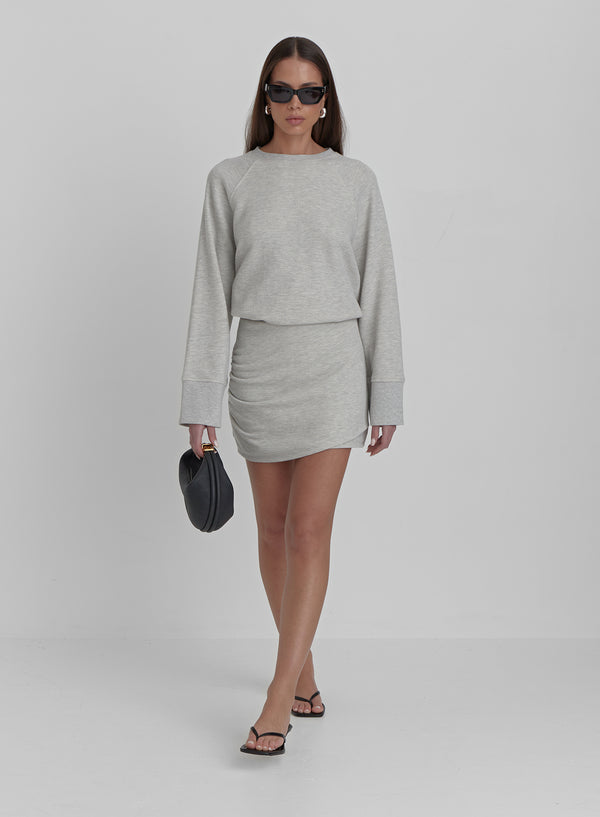 Grey Marl Wrap Front Mini Skirt - Catherine