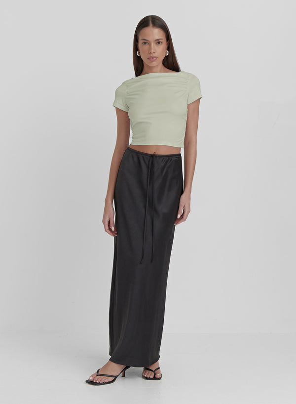 Sage Ruched Jersey Cropped T-shirt- Darrilyn