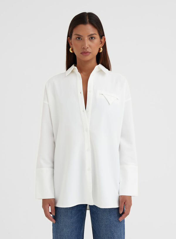 White Large Cuff Classic Shirt - Bruni
