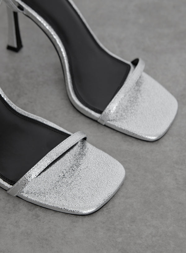 Silver Metallic Basic High Heeled Sandal - Jasmine
