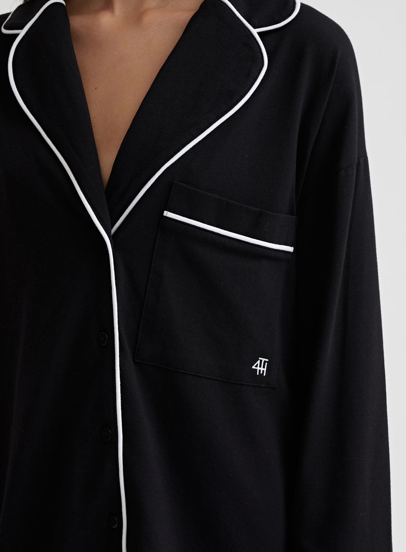 Black Jersey Pyjama Shirt- Jenifer