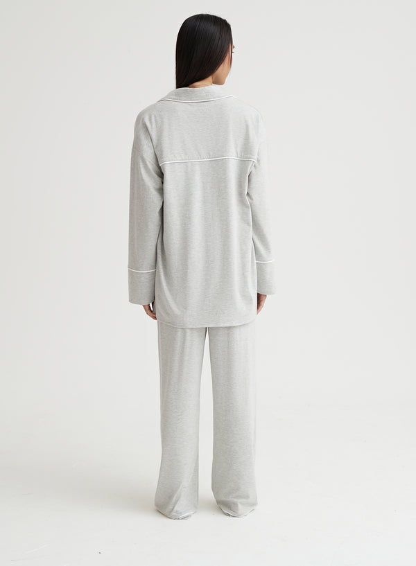 Grey Marl Jersey Pyjama Shirt- Jenifer