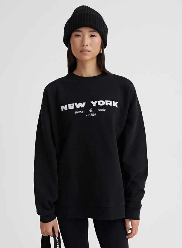 Black New York Embroidered Sweatshirt – Asha
