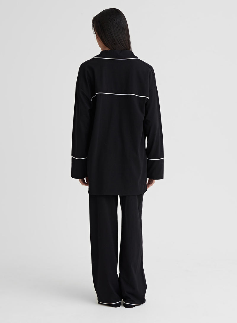 Black Jersey Pyjama Shirt- Jenifer