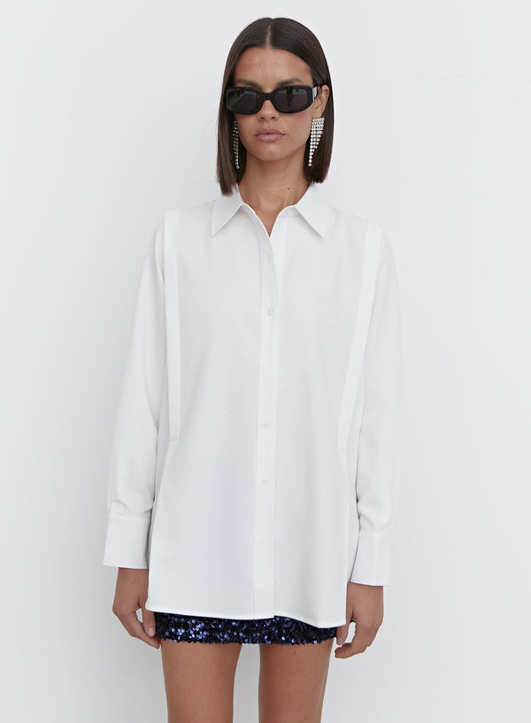 White Panelled Oversized Shirt - Brynn