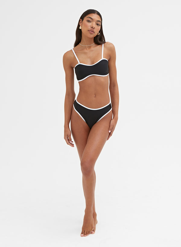 Black Contrast Trim Bikini Top – Calli